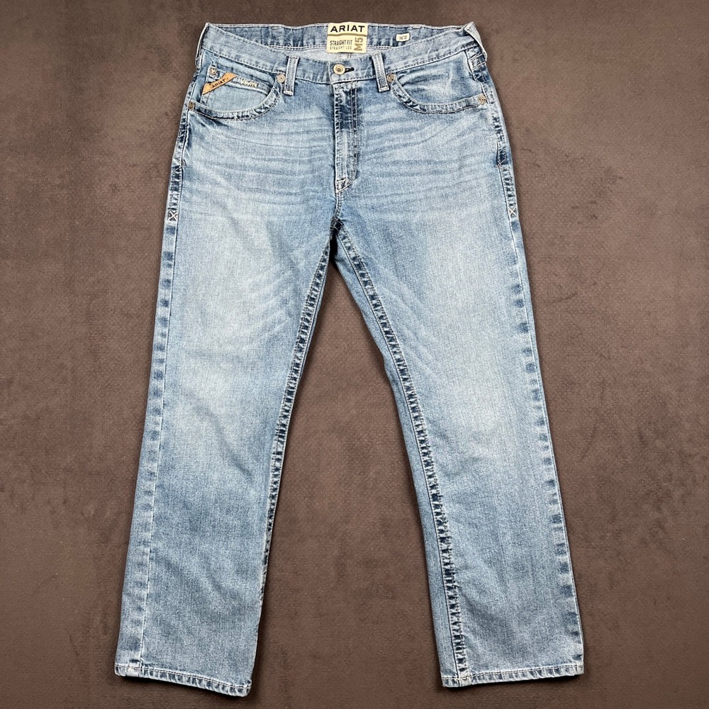Ariat M5 Jeans Mens 36x32 Blue Stirling Stretch Stackable Straight Leg Denim